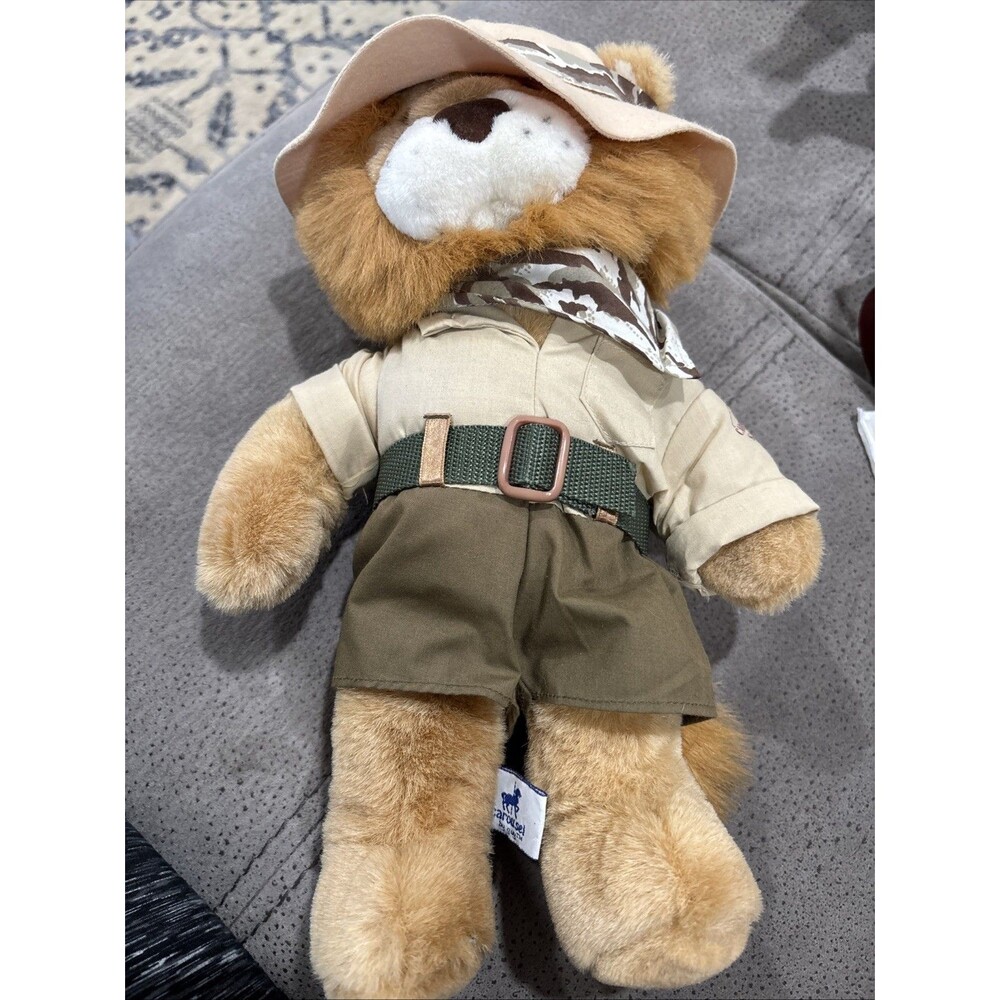 1983 Stuffed Lion Carousel By Guy Safari Stuff Toy With Outfit Hat Shirt Shorts